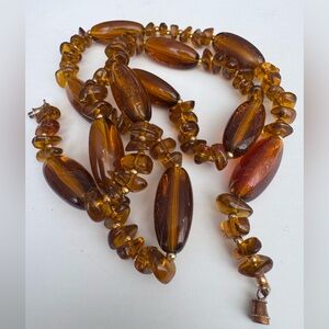 Vintage Necklace Lucite Faux Amber Beads MCM
